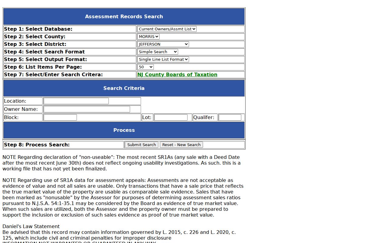 Jefferson residents directory assessment search controls