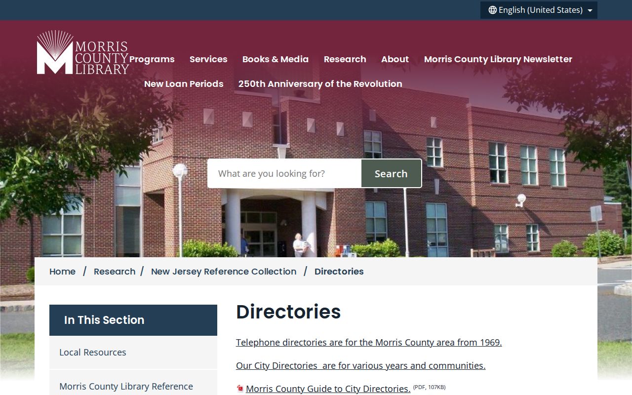Jefferson city directory research at the Morris County Library directories collection