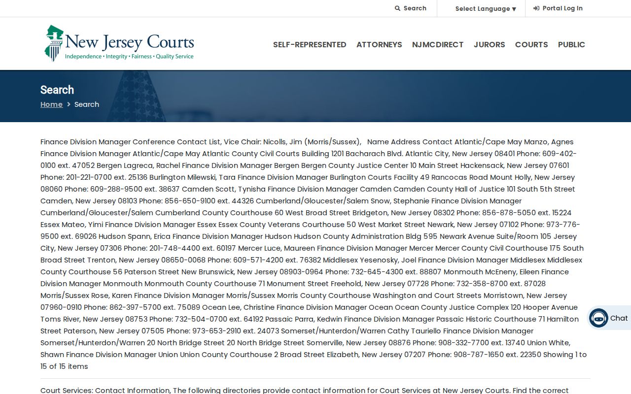 Jefferson resident lookup using the NJ Courts case search route