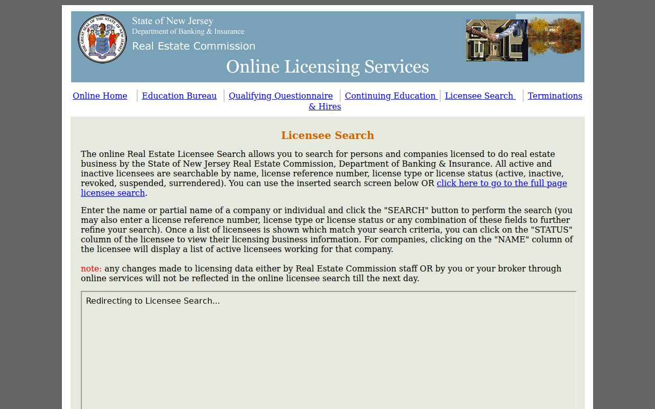 Jefferson resident lookup with New Jersey real estate license verification