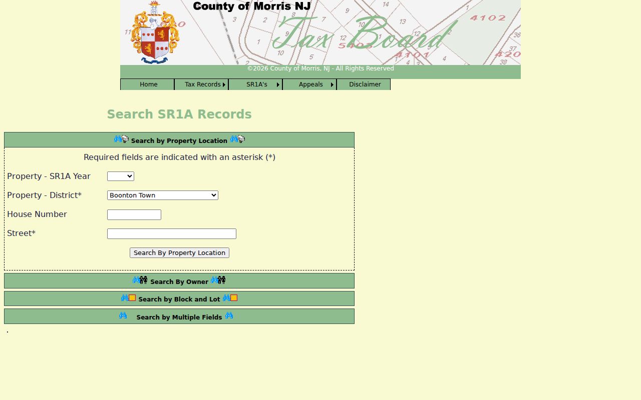 Jefferson previous residents research with the Morris County SR1A property sales search